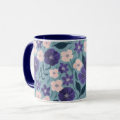 Mug Flore violette et rose sur un Arrière - plan Turqu (Devant gauche)
