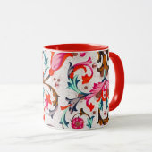 MUG FLORENTINE RENAISSANCE ROUGE FLEURS, FLEURS (Devant droit)