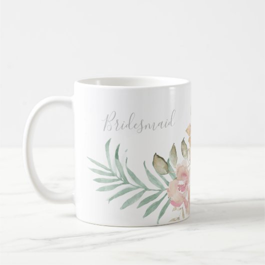 Mug Flores d'aquarelle rustique sur la serveuse de cha (Gauche)