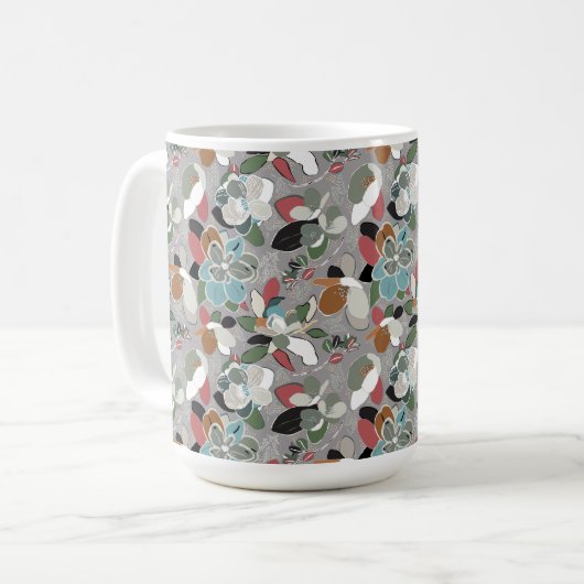 Mug Flores d'hiver gris noir (Devant gauche)