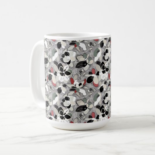 Mug Flores d'hiver gris noir (Devant gauche)
