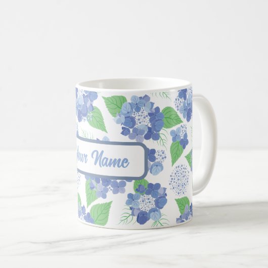 Mug Flores d'hydrangée bleue personnalisée (Devant droit)