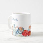 Mug Flores vintages en bleu personnalisé (Devant gauche)