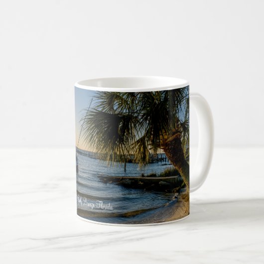Mug Floride Arbre de palmier à lattes coucher de solei (Devant droit)