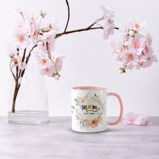 Mug FlorL Maman établie Nom manuscrit Année