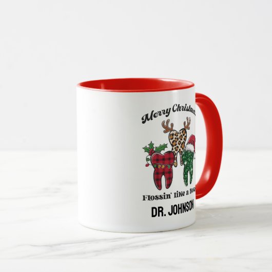 Mug Flossin de Noël Joyeux Personnalisé Comme Un Patro (Devant droit)