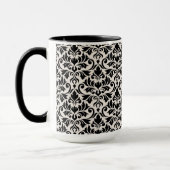 Mug Flourish Damask Pattern Black on Cream (Gauche)
