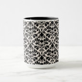 Mug Flourish Damask Pattern Black on Cream (Centre)