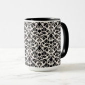 Mug Flourish Damask Pattern Black on Cream (Devant droit)