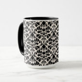 Mug Flourish Damask Pattern Black on Cream (Devant gauche)