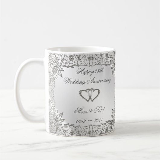 Mug Flourish Silver 25e anniversaire Mariage (Gauche)