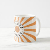 Mug Flower Power avec des rayons orange psychédéliques (Devant droit)