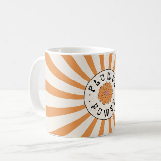 Mug Flower Power avec des rayons orange psychédéliques