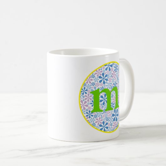 Mug Flower power bleu/vert (Devant droit)