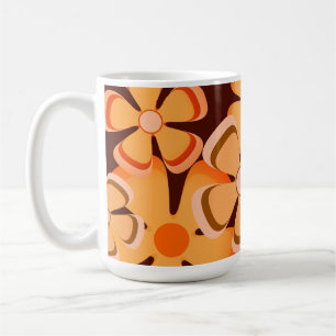 Mug Flower Power - Vintage 70's Rétro Orange Et Marron