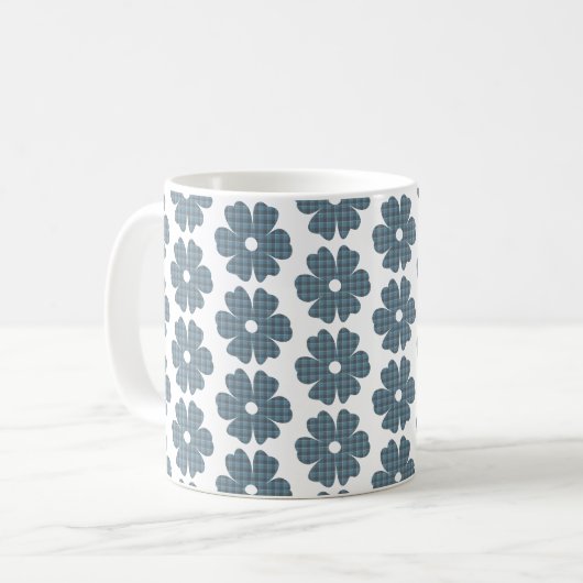 Mug Flower Shape Plaid Blue Gray (Devant gauche)