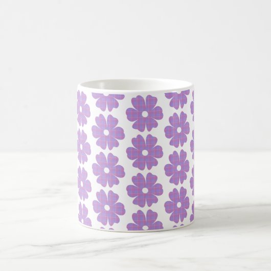 Mug Flower Shape Plaid Pink Purple (Centre)
