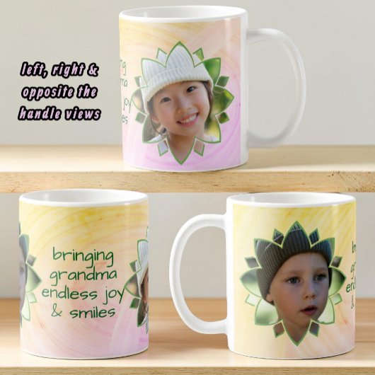 Mug Flower Shape Replaceable Photo Colorful Background