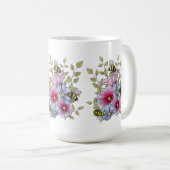 Mug Flowers and Bees, Freehand Botanical Art (Devant droit)