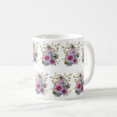 Mug FLOWERS & BEES Digital Drawing, Pink Hollyhocks (Devant droit)