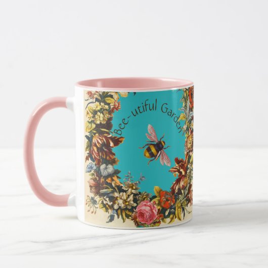 MUG FLOWERS ,HONEY BEE IN BLUE SKY FLORAL BEEKEEPING (Gauche)