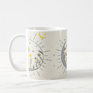 Mug Flowers planet the sun and the moon graphic art