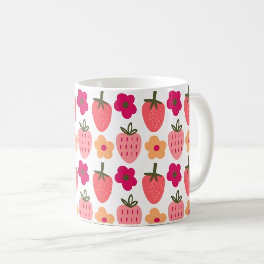 Mug flowers & strawberries (Devant droit)
