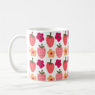 Mug flowers & strawberries 