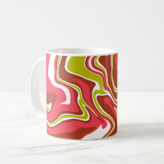 Mug Flowing Color Layers in Red, Olive Green, & White