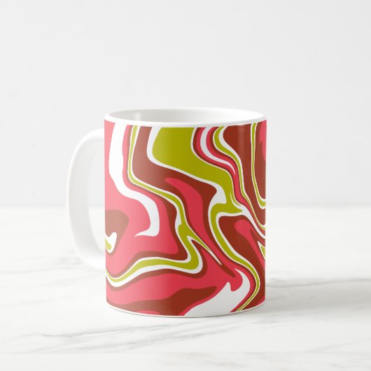 Mug Flowing Color Layers in Red, Olive Green, & White (Devant gauche)