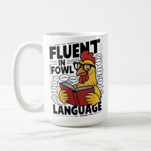 Mug Fluent de lecture des coqs dans le langage Fowl (Gauche)