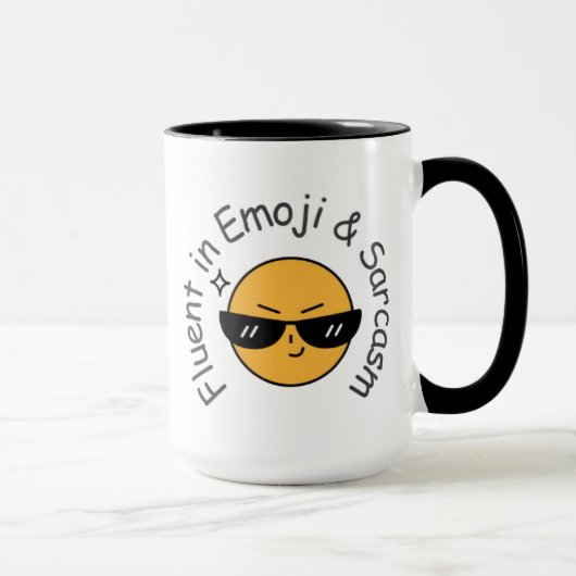 Mug "Fluent in Emoji and Sarcasm" Café amusant (Droite)