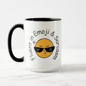 Mug "Fluent in Emoji and Sarcasm" Café amusant (Gauche)