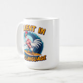 Mug Fluent in Fowl Language Rooster Riding Le Surf (Devant gauche)