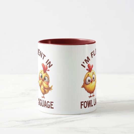Mug Fluent in Fowl Langue drôle poulet (Centre)