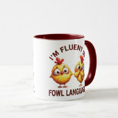 Mug Fluent in Fowl Langue drôle poulet (Devant droit)