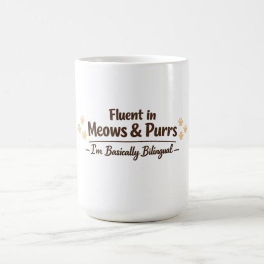 Mug Fluent in Meows & Purrs Funny Cat Lover Gift (Centre)