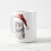 MUG FLUFER CHAT BLANC LONGTEMPS HAÏS AVEC CHAT SANTA (Devant gauche)