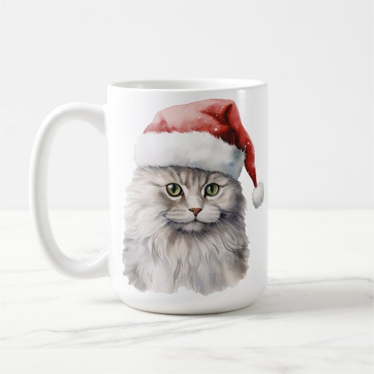 MUG FLUFER CHAT BLANC LONGTEMPS HAÏS AVEC CHAT SANTA (Gauche)