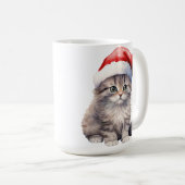 MUG FLUFER CHAT BLANC LONGTEMPS HAÏS AVEC CHAT SANTA (Devant droit)
