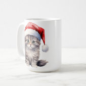 MUG FLUFER CHAT BLANC LONGTEMPS HAÏS AVEC CHAT SANTA (Devant gauche)