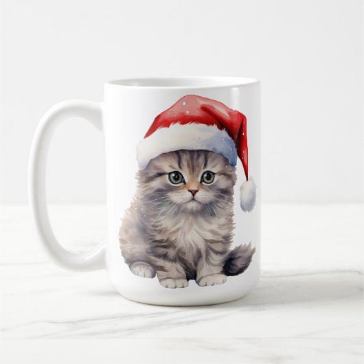 MUG FLUFER CHAT BLANC LONGTEMPS HAÏS AVEC CHAT SANTA (Gauche)