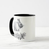 Mug Fluffez le lapin. Carton noir monochrome (Devant gauche)