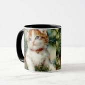 Mug Fluffy christmas cat Watercolor (Devant gauche)