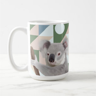 Mug Fluffy Koala Green Arrière - plan géométrique