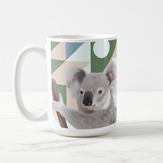 Mug Fluffy Koala Green Arrière - plan géométrique (Gauche)