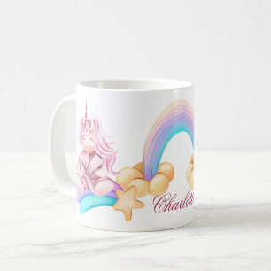 Mug Fluffy licorn magique arc-en-ciel nom personnalisé