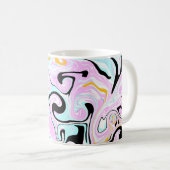 Mug Fluid Art Cotton Bonbon rose, Turquoise, noir et o (Devant droit)