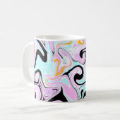 Mug Fluid Art Cotton Bonbon rose, Turquoise, noir et o (Devant gauche)