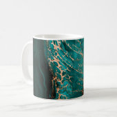 Mug Fluide acrylique. Fluide vert foncé en oc abstrait (Devant gauche)